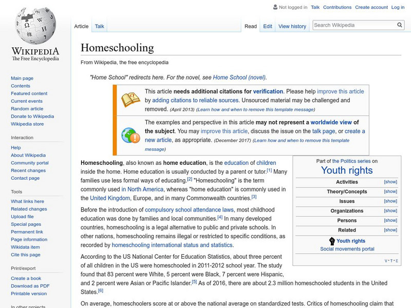 Wikipedia: Homeschooling Handout Wikipedia: Homeschooling Handout