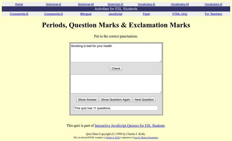 Activities for Esl Students: Periods, Question Marks & Exclamation Marks Unknown Type Activities for Esl Students: Periods, Question Marks & Exclamation Marks Unknown Type