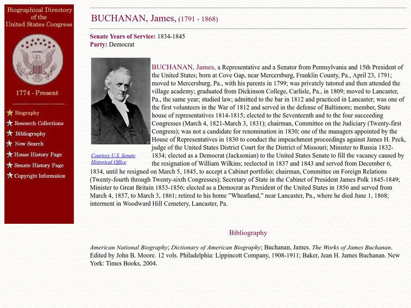 Loc: Biographical Directory of the u.s. Congress: Buchanan, James, 1791 1868 Handout