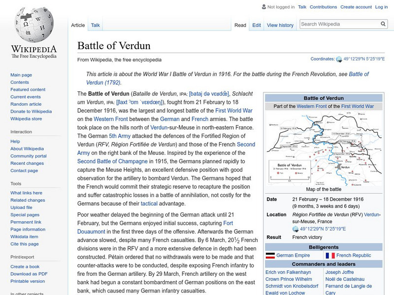 Wikipedia: Battle of Verdun Handout Wikipedia: Battle of Verdun Handout