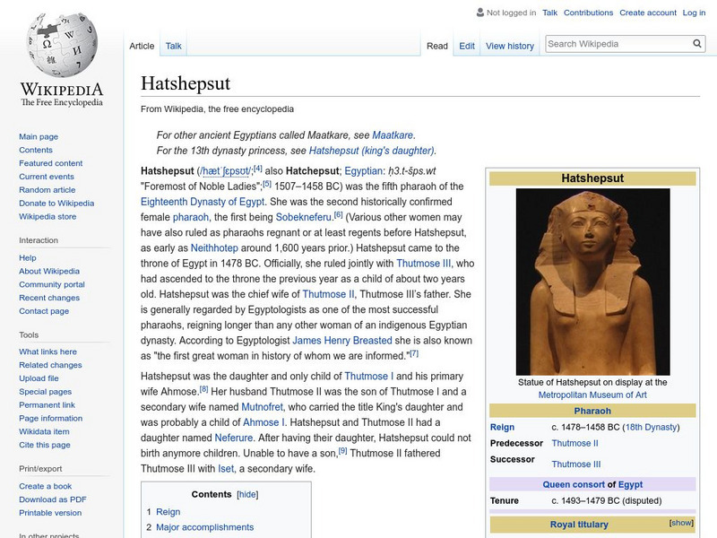 Wikipedia: Hatshepsut Handout Wikipedia: Hatshepsut Handout