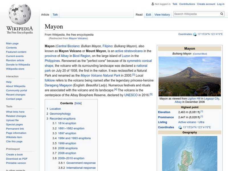 Wikipedia: Mayon Volcano Handout Wikipedia: Mayon Volcano Handout