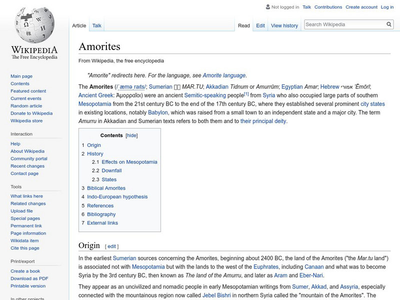 Wikipedia: Amorites Handout