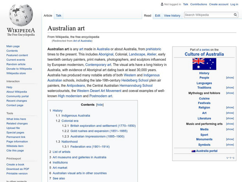 Wikipedia: Art of Australia Handout Wikipedia: Art of Australia Handout