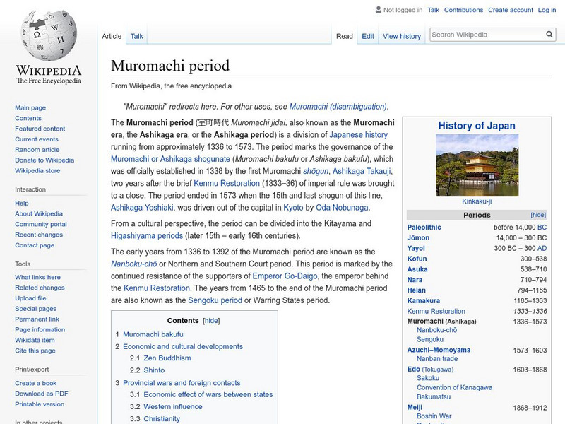Wikipedia: Muromachi Period Handout Wikipedia: Muromachi Period Handout