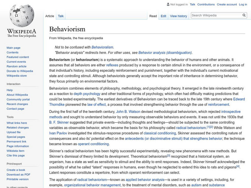 Wikipedia: Behaviorism Handout