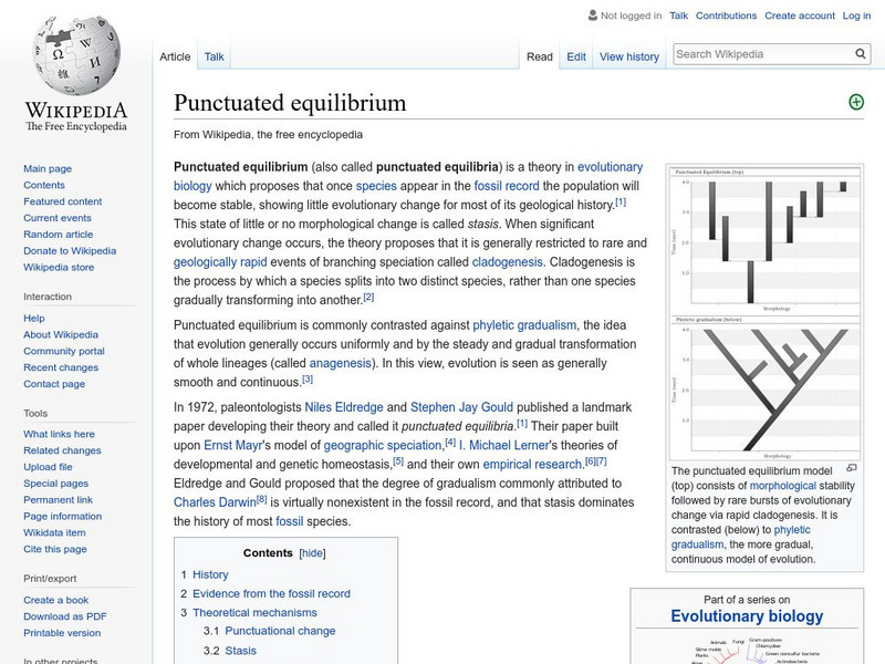 Wikipedia: Punctuated Equilibrium Handout Wikipedia: Punctuated Equilibrium Handout