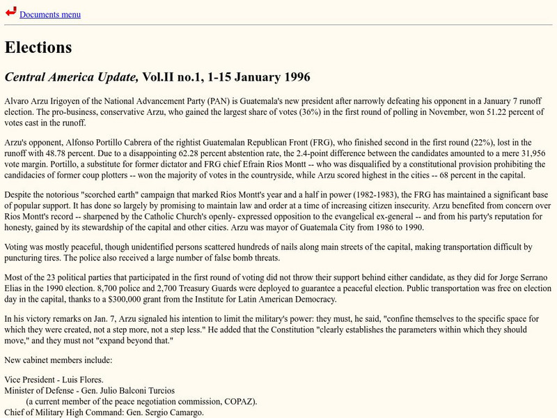 World History Archives: The Guatemalan Elections 1996 Article