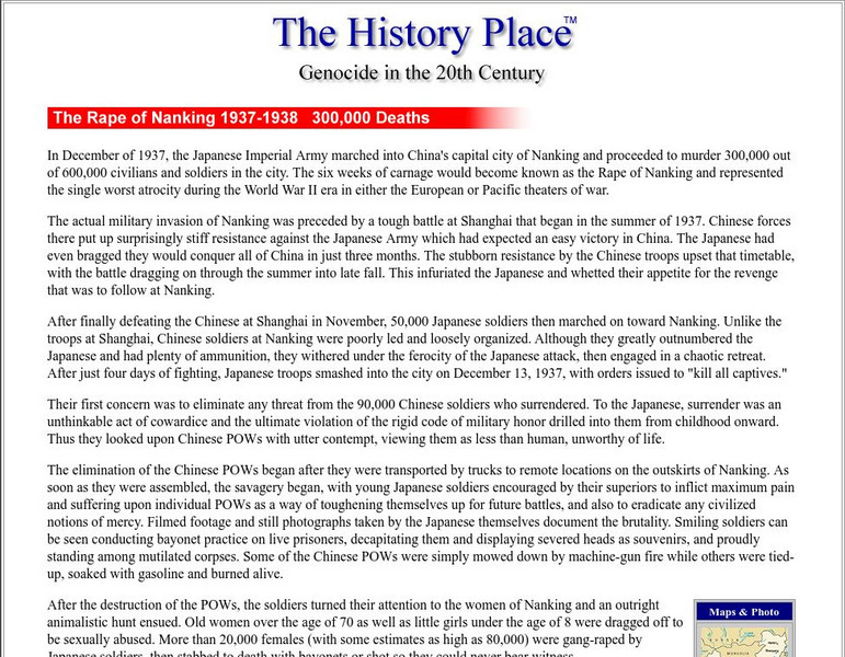 The History Place: Rape of Nanking Handout The History Place: Rape of Nanking Handout