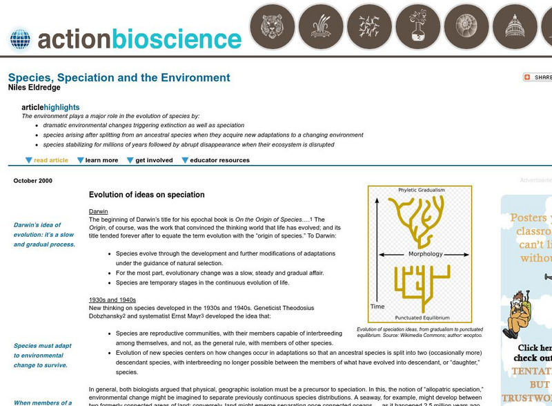 Action Bioscience: Species, Speciation and the Environment Article Action Bioscience: Species, Speciation and the Environment Article