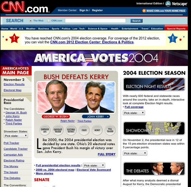 Cnn: America Votes 2004 Website Cnn: America Votes 2004 Website