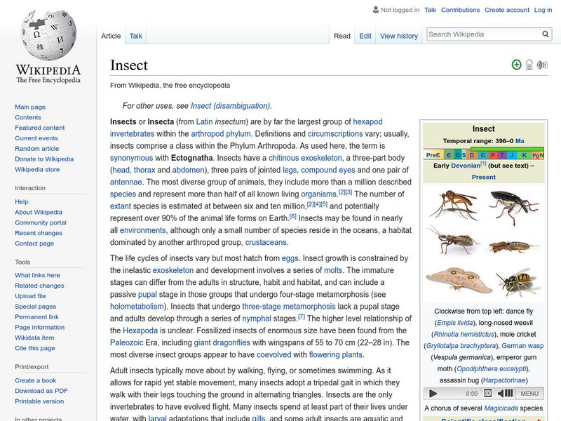 Wikipedia: Insects Handout Wikipedia: Insects Handout