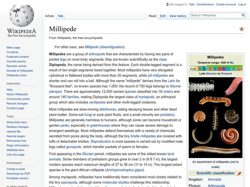 Wikipedia: Millipede Handout Wikipedia: Millipede Handout