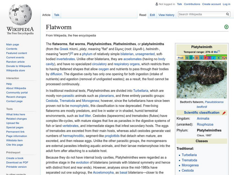 Wikipedia: Platyhelminthes Handout