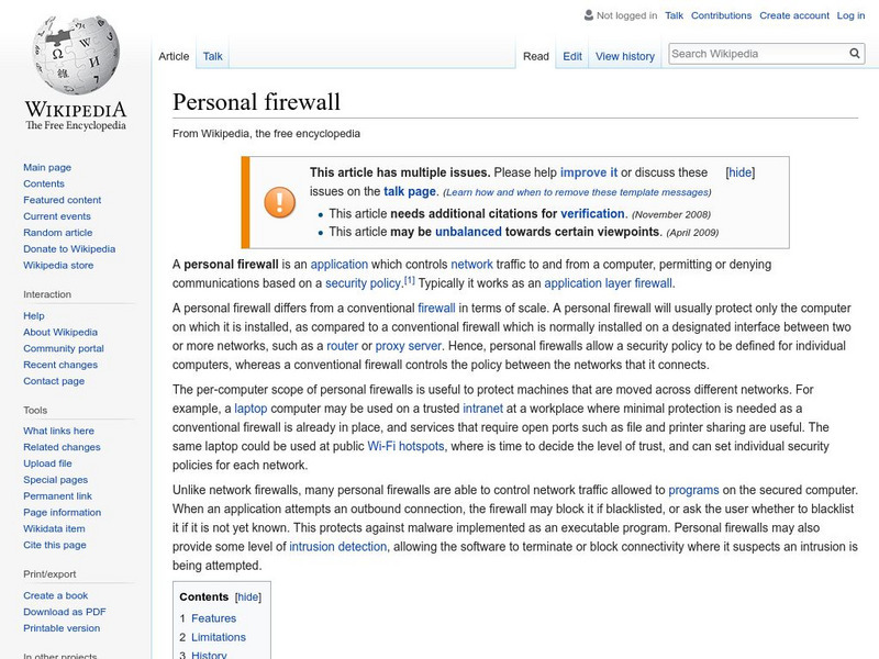 Wikipedia: Personal Firewall Handout Wikipedia: Personal Firewall Handout