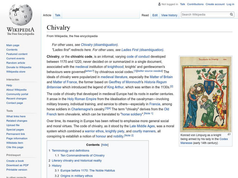 Wikipedia: Chivalry Handout