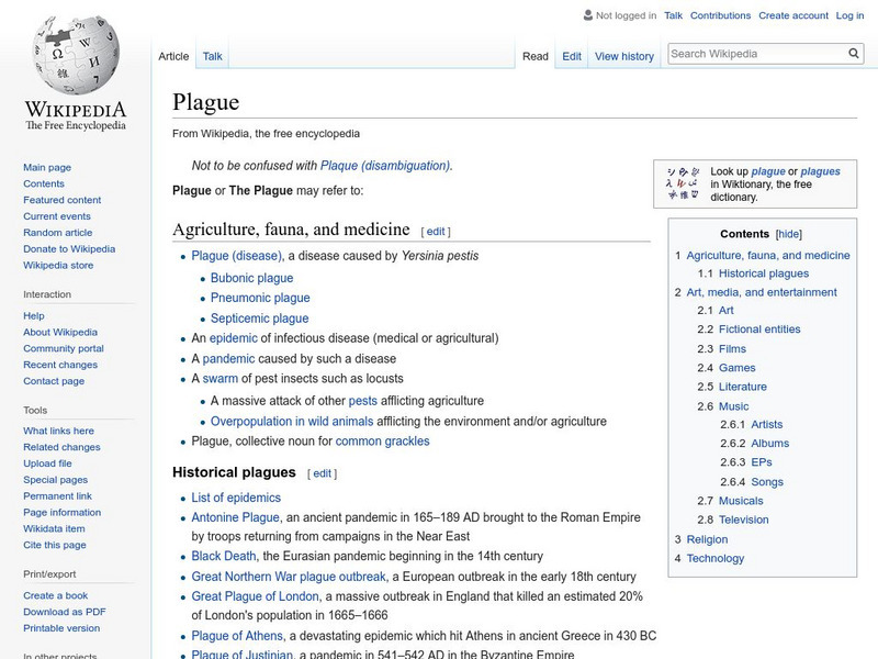 Wikipedia: Bubonic Plague Handout Wikipedia: Bubonic Plague Handout