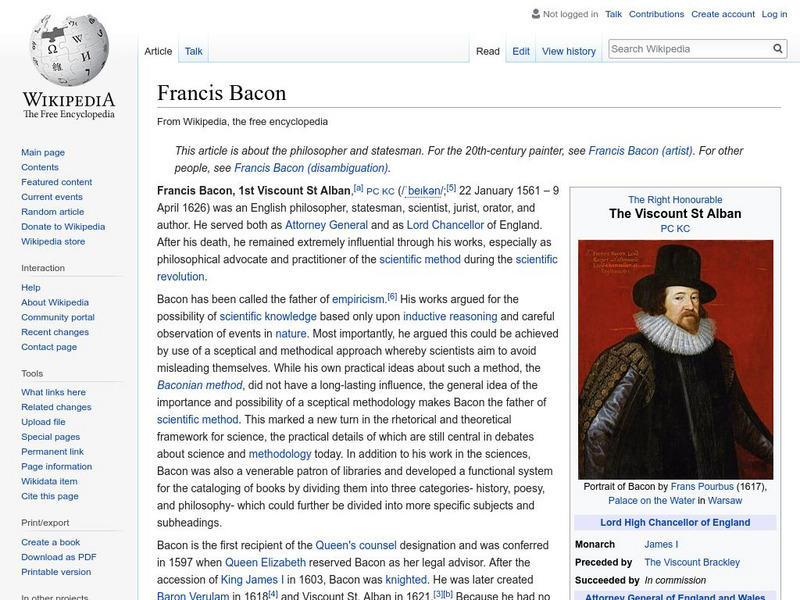 Wikipedia: Francis Bacon Handout Wikipedia: Francis Bacon Handout
