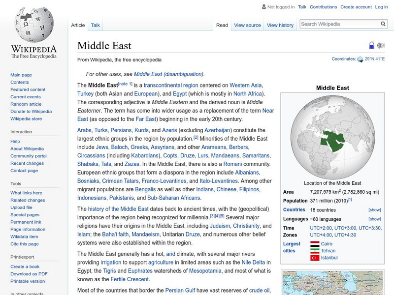 Wikipedia: Middle East Handout Wikipedia: Middle East Handout