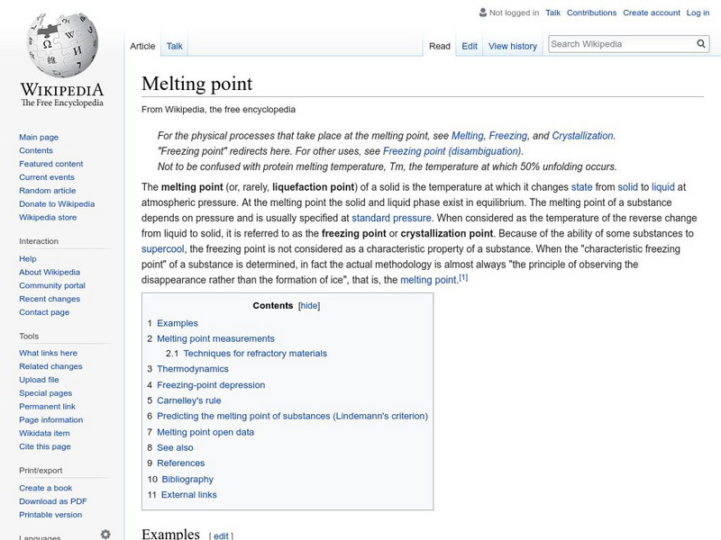 Wikipedia: Melting Point Handout Wikipedia: Melting Point Handout