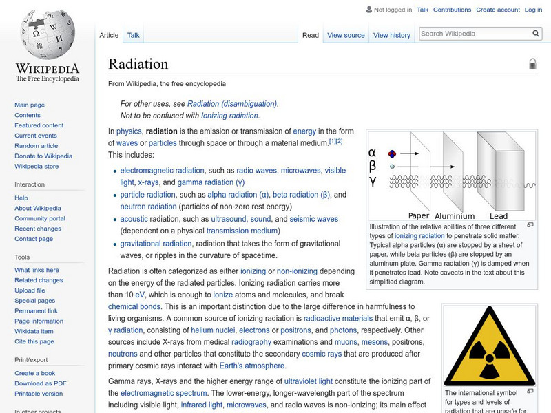 Wikipedia: Radiation Handout Wikipedia: Radiation Handout