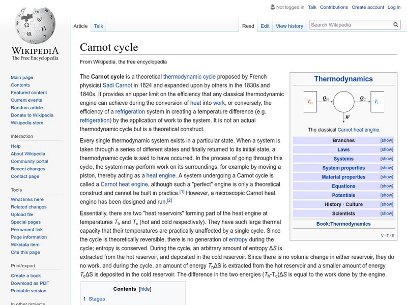 Wikipedia: Carnot Heat Engine Handout Wikipedia: Carnot Heat Engine Handout