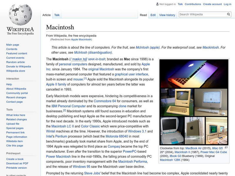 Wikipedia: Apple Macintosh Handout Wikipedia: Apple Macintosh Handout