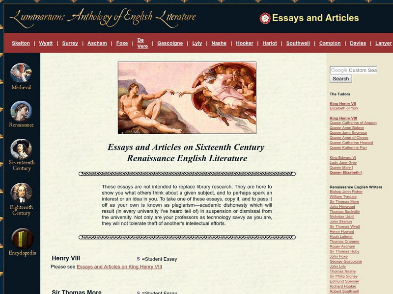 Luminarium: Essays and Research on the Renaissance Handout Luminarium: Essays and Research on the Renaissance Handout