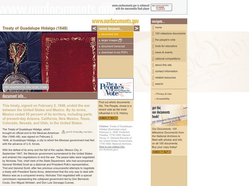 Our Documents: Treaty of Guadalupe Hidalgo Primary Our Documents: Treaty of Guadalupe Hidalgo Primary