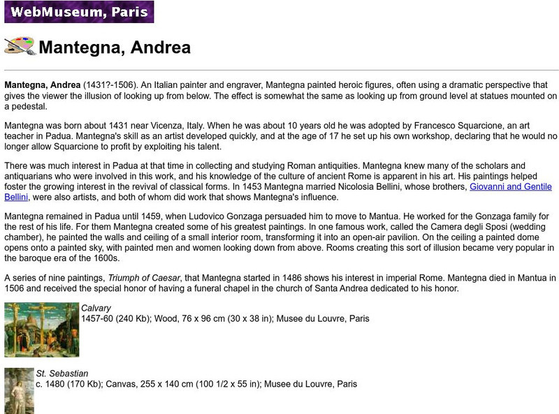 Ibiblio: Web Museum: Mantegna, Andrea Handout Ibiblio: Web Museum: Mantegna, Andrea Handout