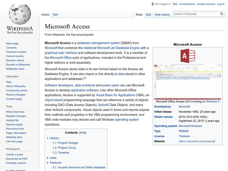 Wikipedia: Microsoft Access Handout Wikipedia: Microsoft Access Handout