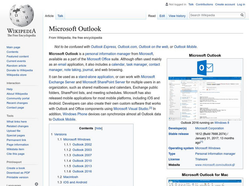 Wikipedia: Microsoft Outlook Handout Wikipedia: Microsoft Outlook Handout
