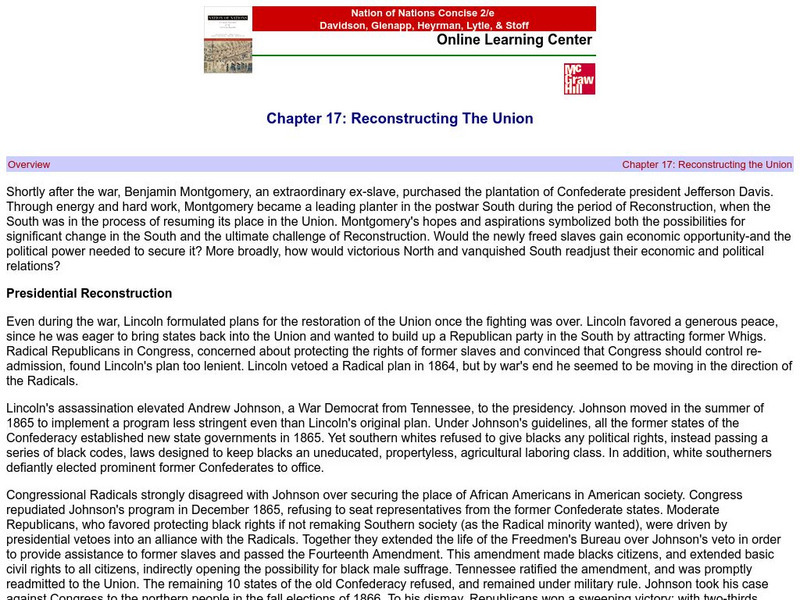 Nation of Nations: Reconstructing the Union Handout Nation of Nations: Reconstructing the Union Handout
