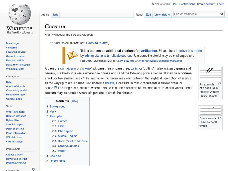 Wikipedia: Caesura Handout Wikipedia: Caesura Handout
