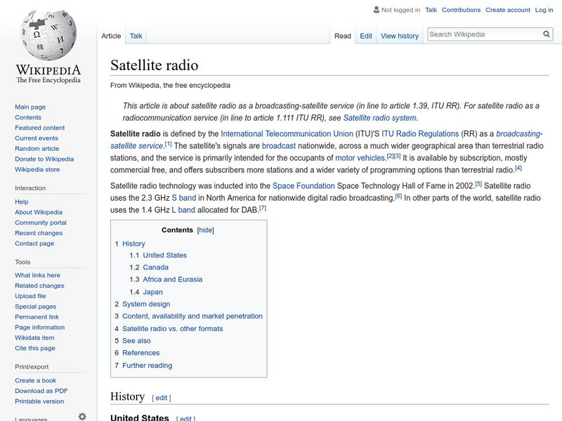Wikipedia: Satellite Radio Handout Wikipedia: Satellite Radio Handout