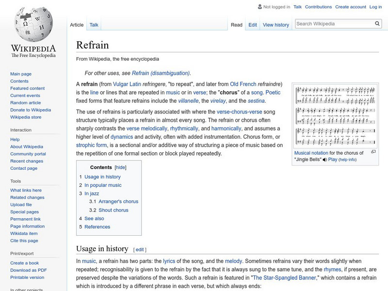 Wikipedia: Refrain Handout Wikipedia: Refrain Handout