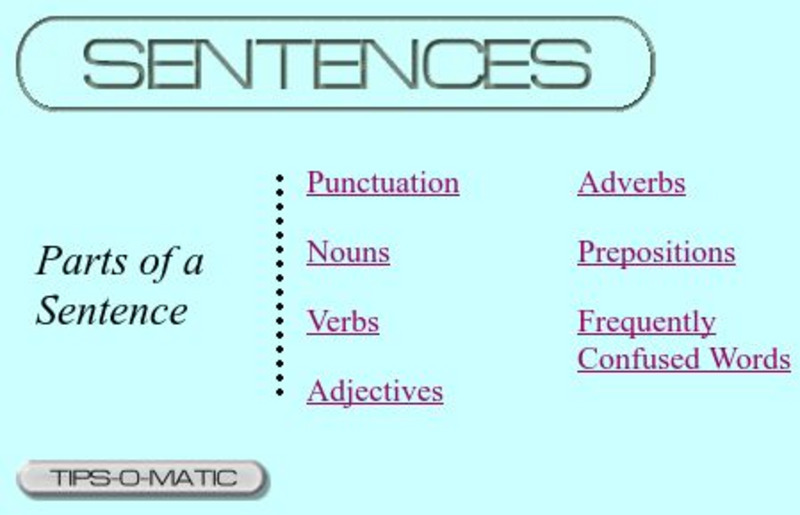 Writing Den: Parts of a Sentence Handout Writing Den: Parts of a Sentence Handout