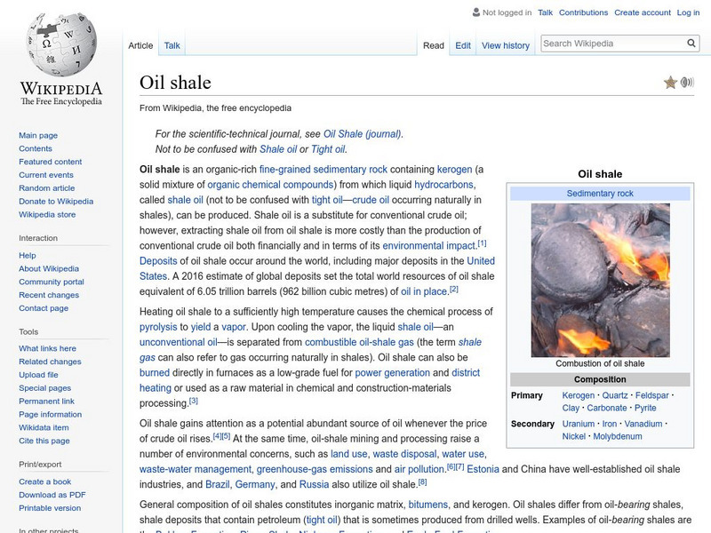 Wikipedia: Oil Shale Handout Wikipedia: Oil Shale Handout