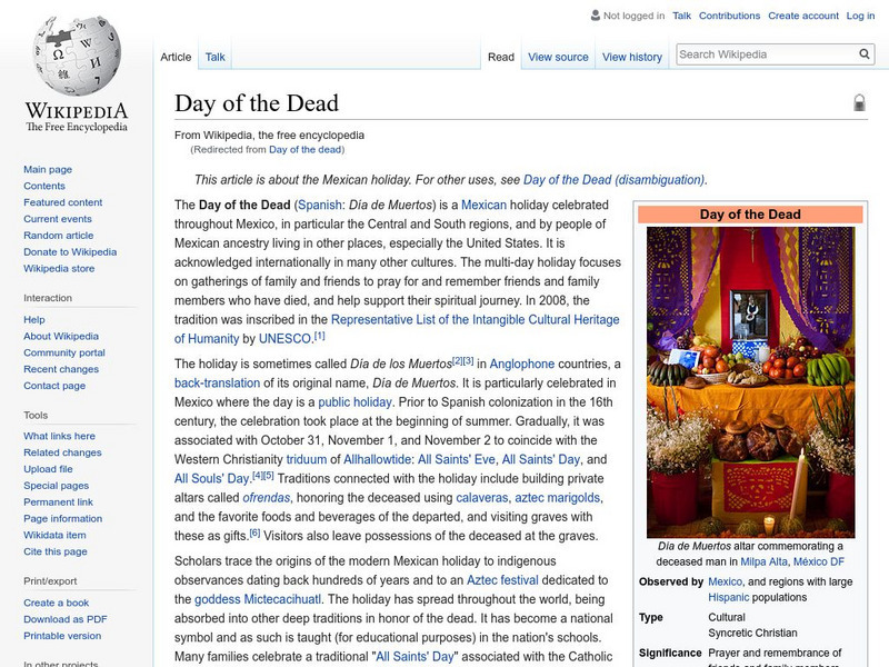Wikipedia: Day of the Dead Handout Wikipedia: Day of the Dead Handout