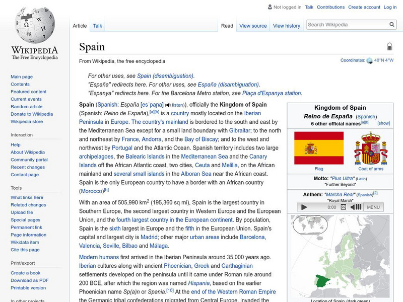 Wikipedia: Spain Handout Wikipedia: Spain Handout
