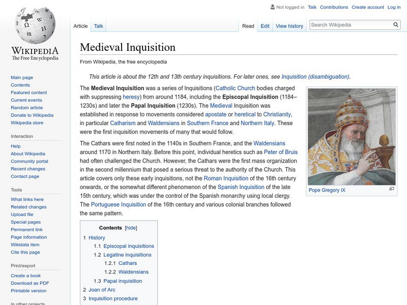 Wikipedia: Medieval Inquisition Handout Wikipedia: Medieval Inquisition Handout
