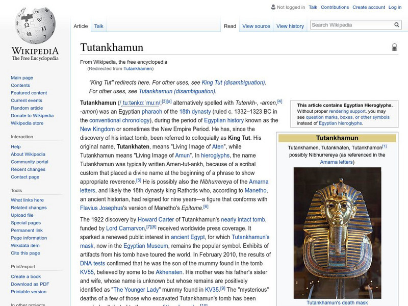 Wikipedia: Tutankhamun Handout Wikipedia: Tutankhamun Handout