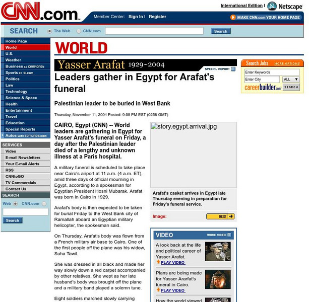 Cnn: Yasser Arafat's Funeral Article Cnn: Yasser Arafat's Funeral Article