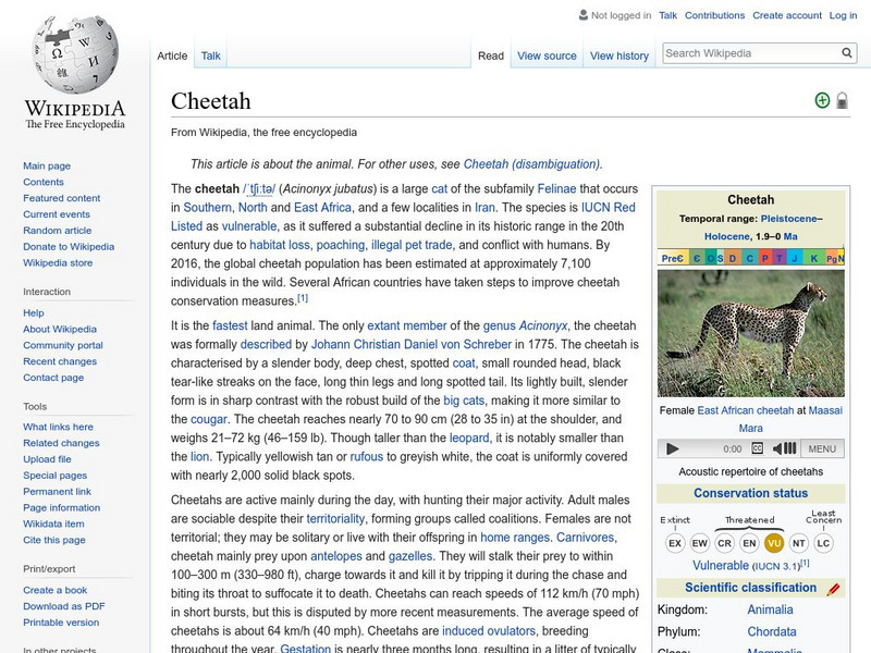 Wikipedia: Cheetah Handout Wikipedia: Cheetah Handout