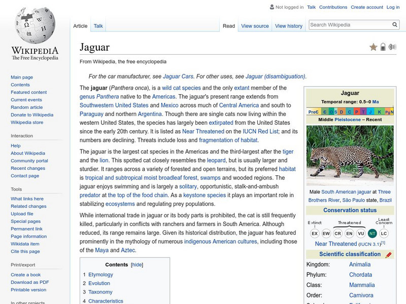 Wikipedia: Jaguar Handout Wikipedia: Jaguar Handout