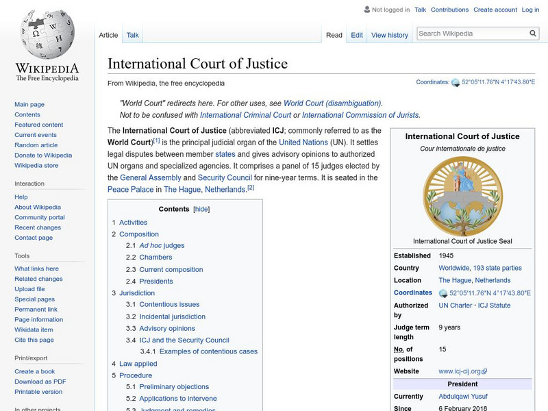 Wikipedia: International Court of Justice Handout