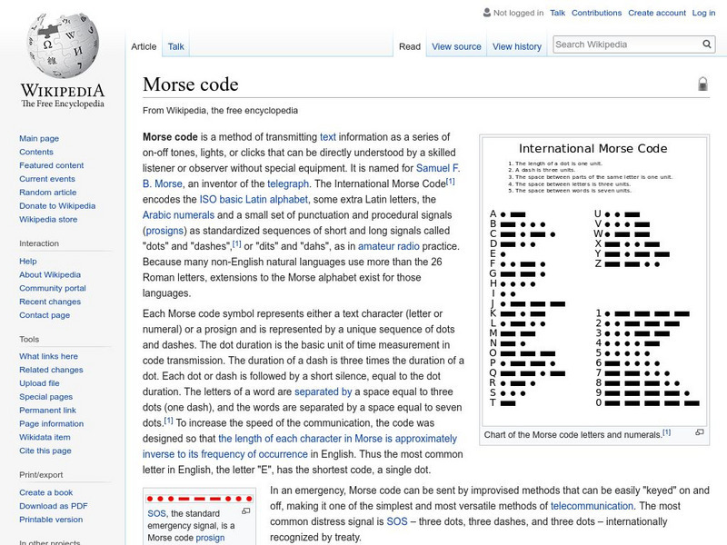 Wikipedia: Morse Code Handout Wikipedia: Morse Code Handout