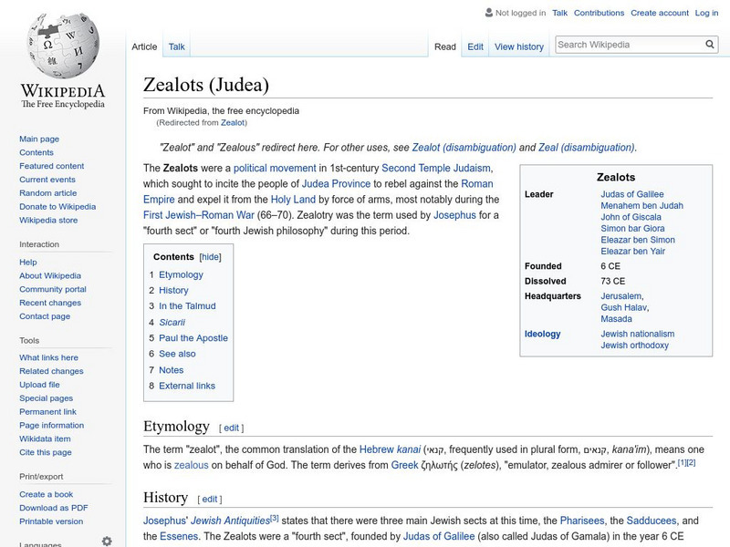 Wikipedia: Zealot Handout Wikipedia: Zealot Handout