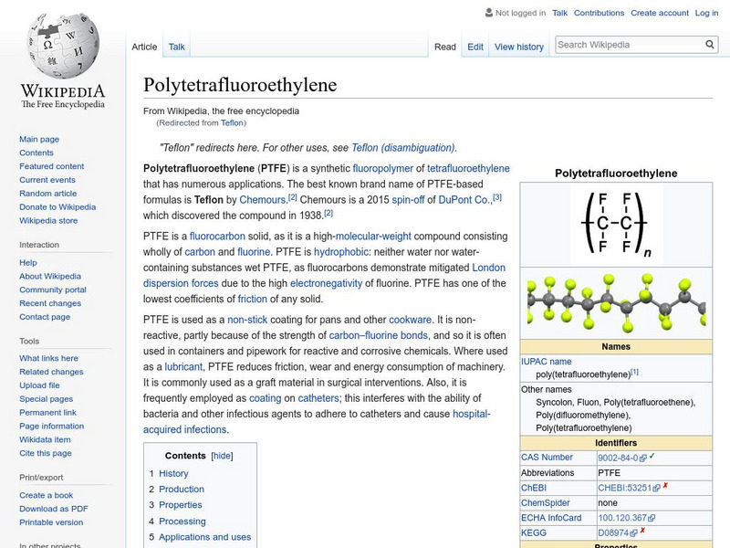Wikipedia: Teflon Handout Wikipedia: Teflon Handout