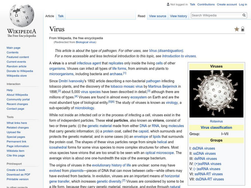 Wikipedia: Virus Handout Wikipedia: Virus Handout